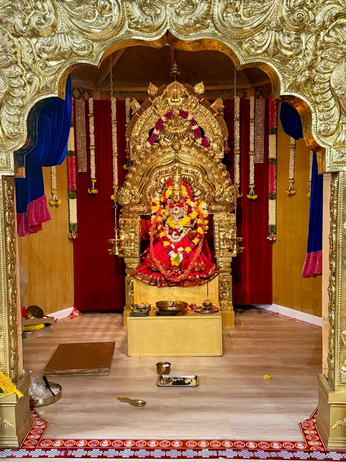 The decorated sanctum with deity at Shankara Mutt